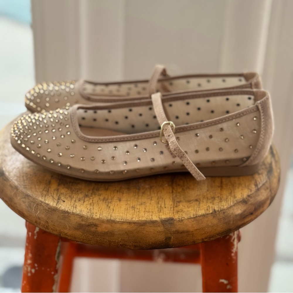 Time and Tru Rhinestone Mary Jane Flats Women’s Size 6.5 NWT Nude Mesh Sparkle - Picture 7 of 10